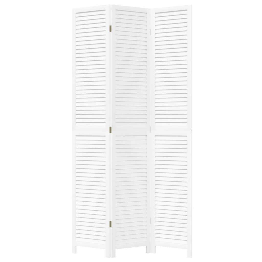 vidaXL Room Divider 3 Panels White Solid Wood Paulownia