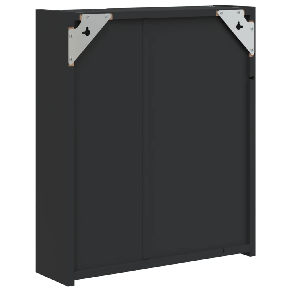 vidaXL Bathroom Mirror Cabinet with LED Light Black 45x13x52 cm