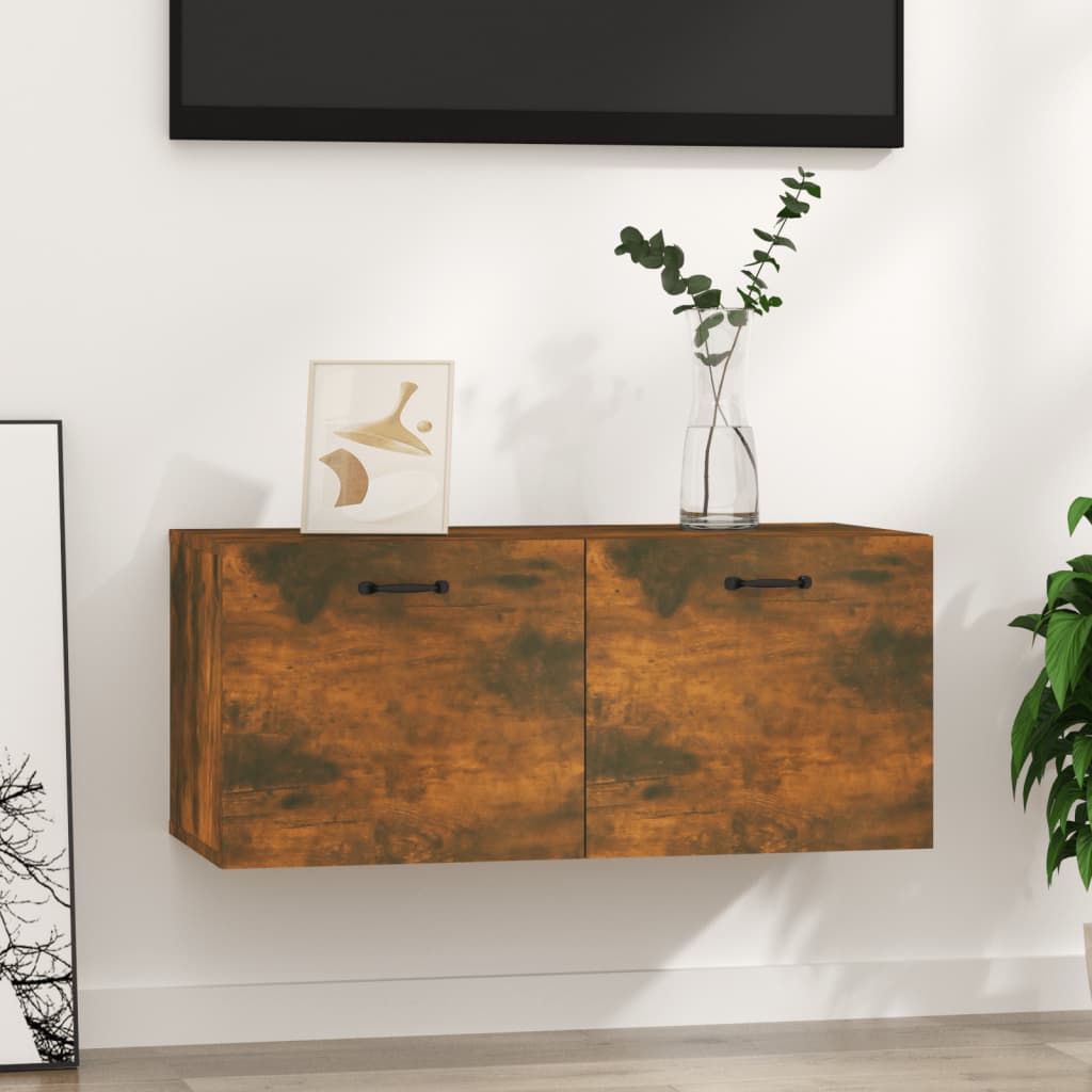 vidaXL Wall Cabinet Smoked Oak 80x35x36,5 cm Engineered Wood