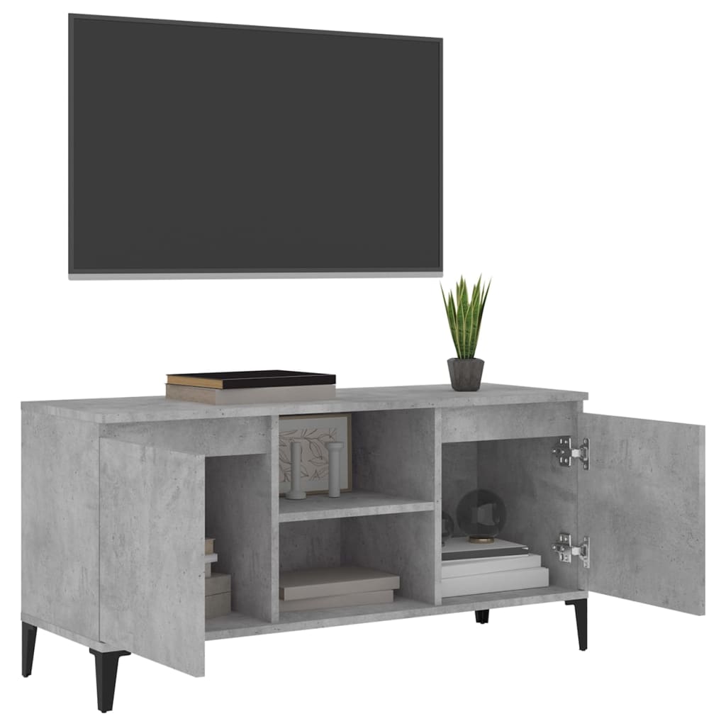 vidaXL TV Cabinet with Metal Legs Concrete Grey 103.5x35x50 cm