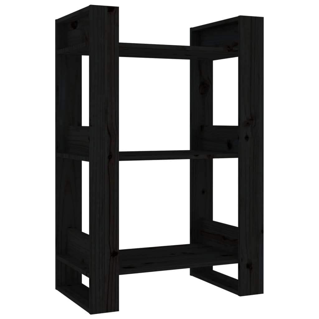 vidaXL Book Cabinet/Room Divider Black 60x35x91 cm Solid Wood Pine