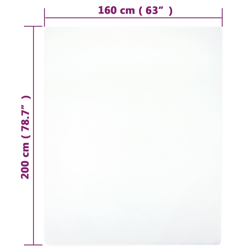 vidaXL Jersey Fitted Sheet White 160x200 cm Cotton
