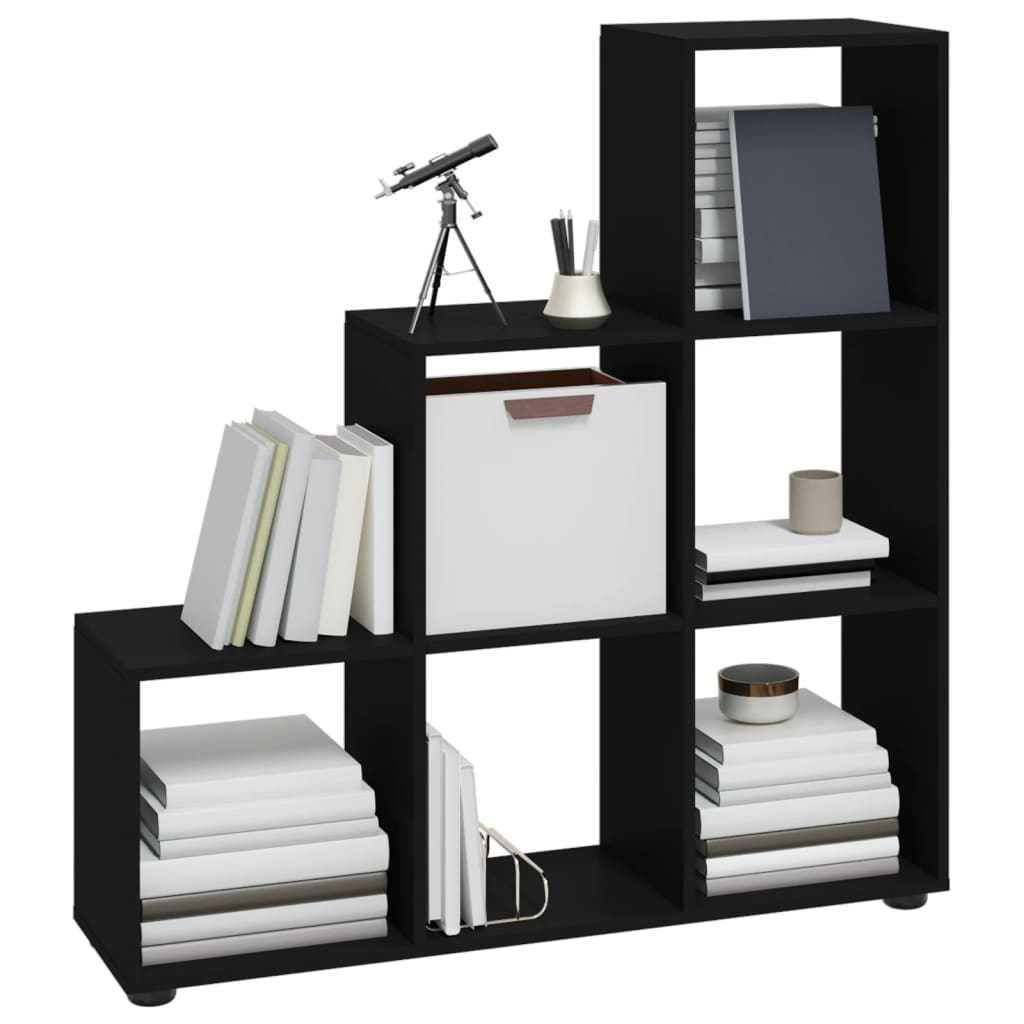 vidaXL Staircase Bookcase Black 107 cm Engineered Wood