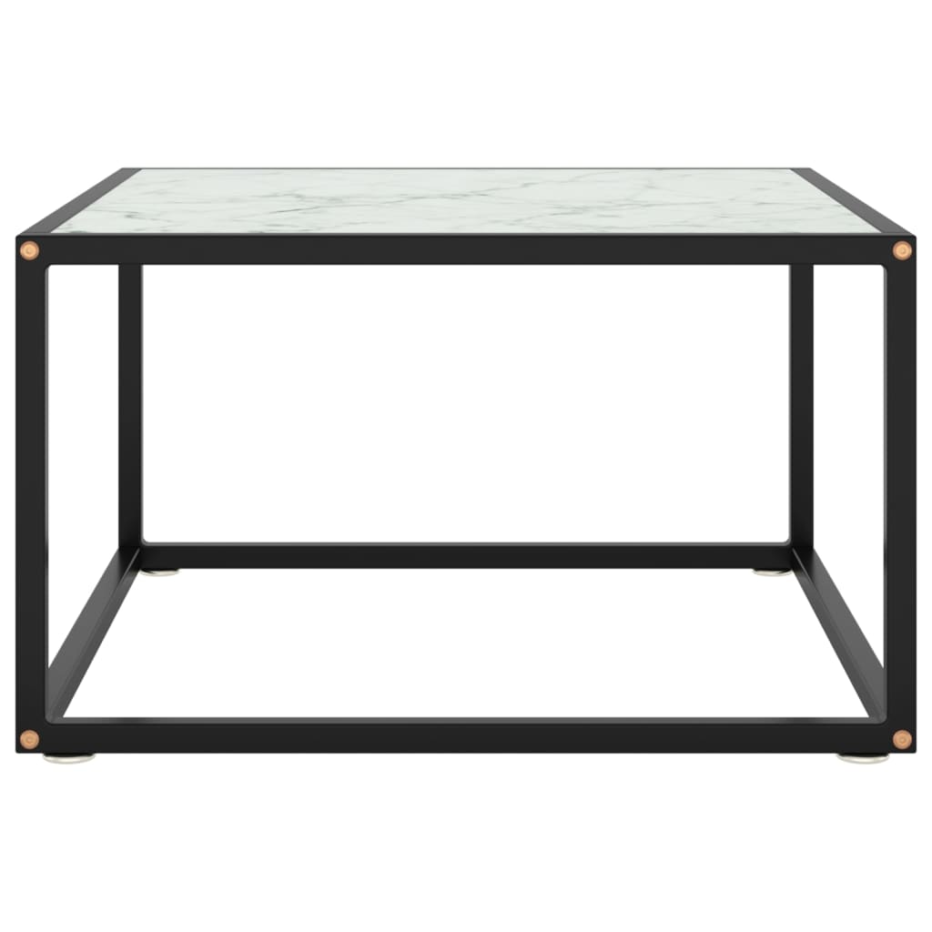 vidaXL Coffee Table Black with White Marble Glass 60x60x35 cm