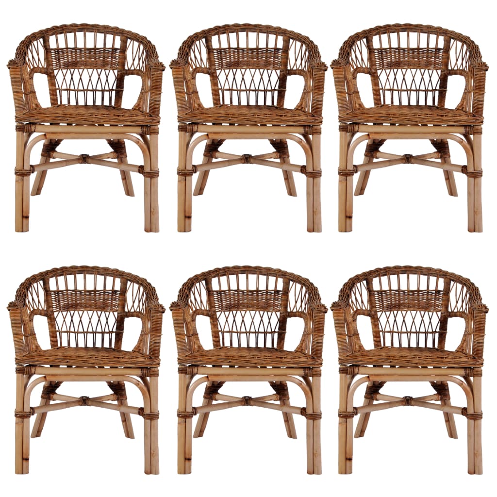 vidaXL Outdoor Chairs 6 pcs Natural Rattan Brown