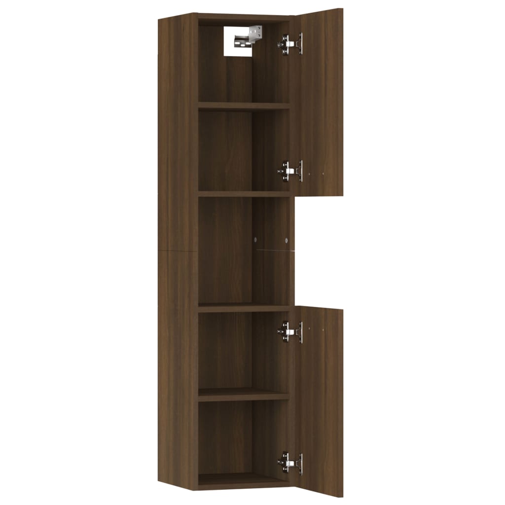 vidaXL Bathroom Cabinet Brown Oak 30x30x130 cm Engineered Wood