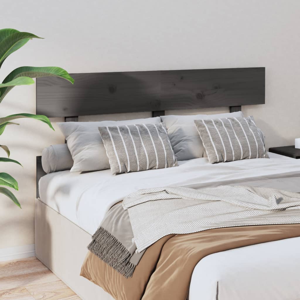 vidaXL Bed Headboard Grey 138x3x81 cm Solid Wood Pine