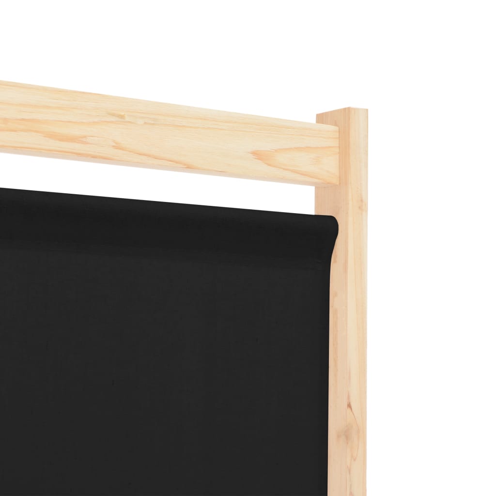 vidaXL 5-Panel Room Divider Black 200x170x4 cm Fabric
