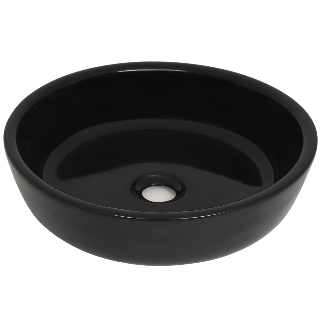 vidaXL Basin Ceramic Round Black 42x12 cm