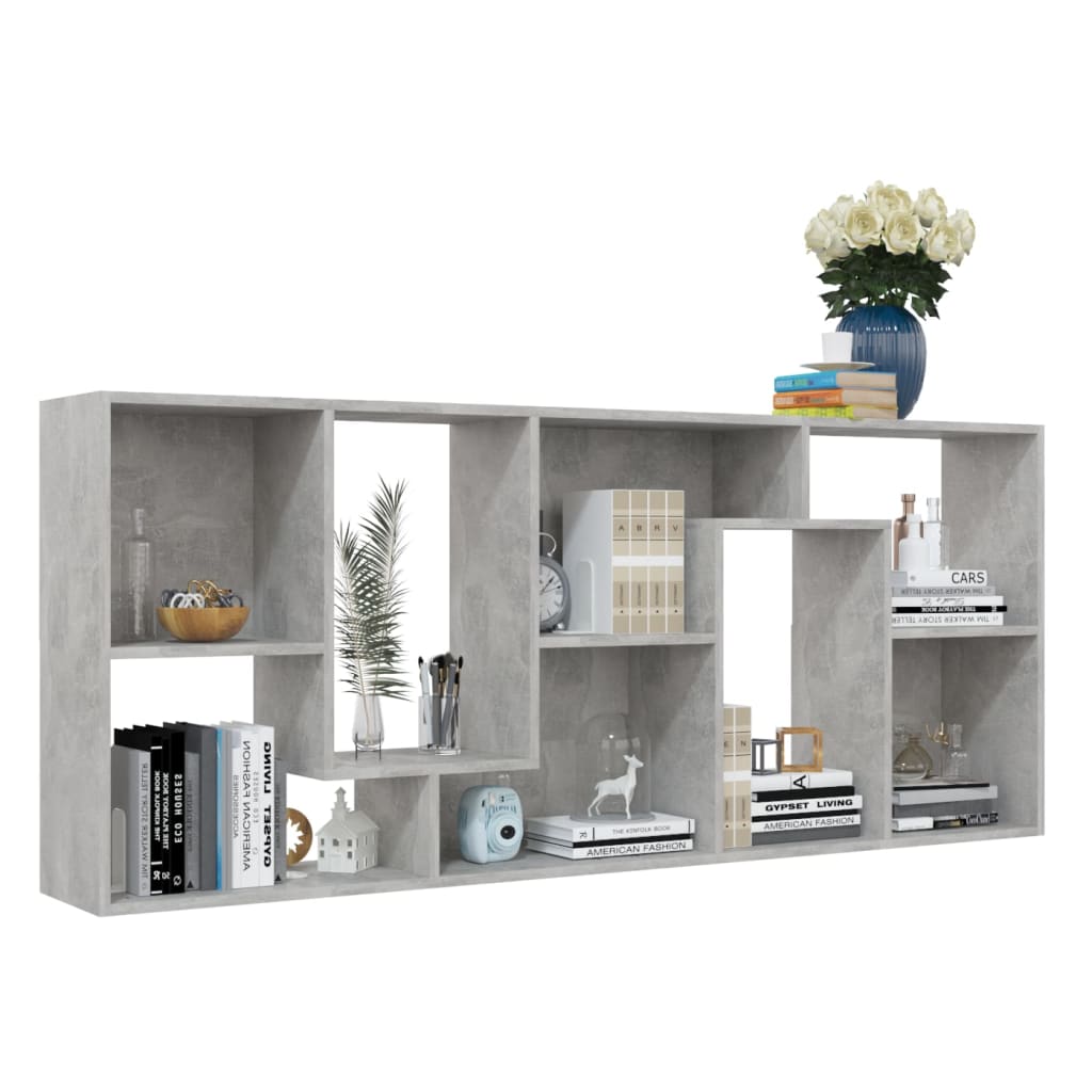 vidaXL Book Cabinet Concrete Grey 67x24x161 cm Engineered Wood