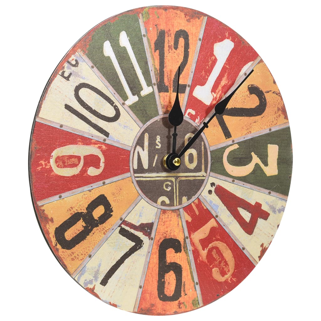 vidaXL Wall Clock Multicolour 30 cm MDF