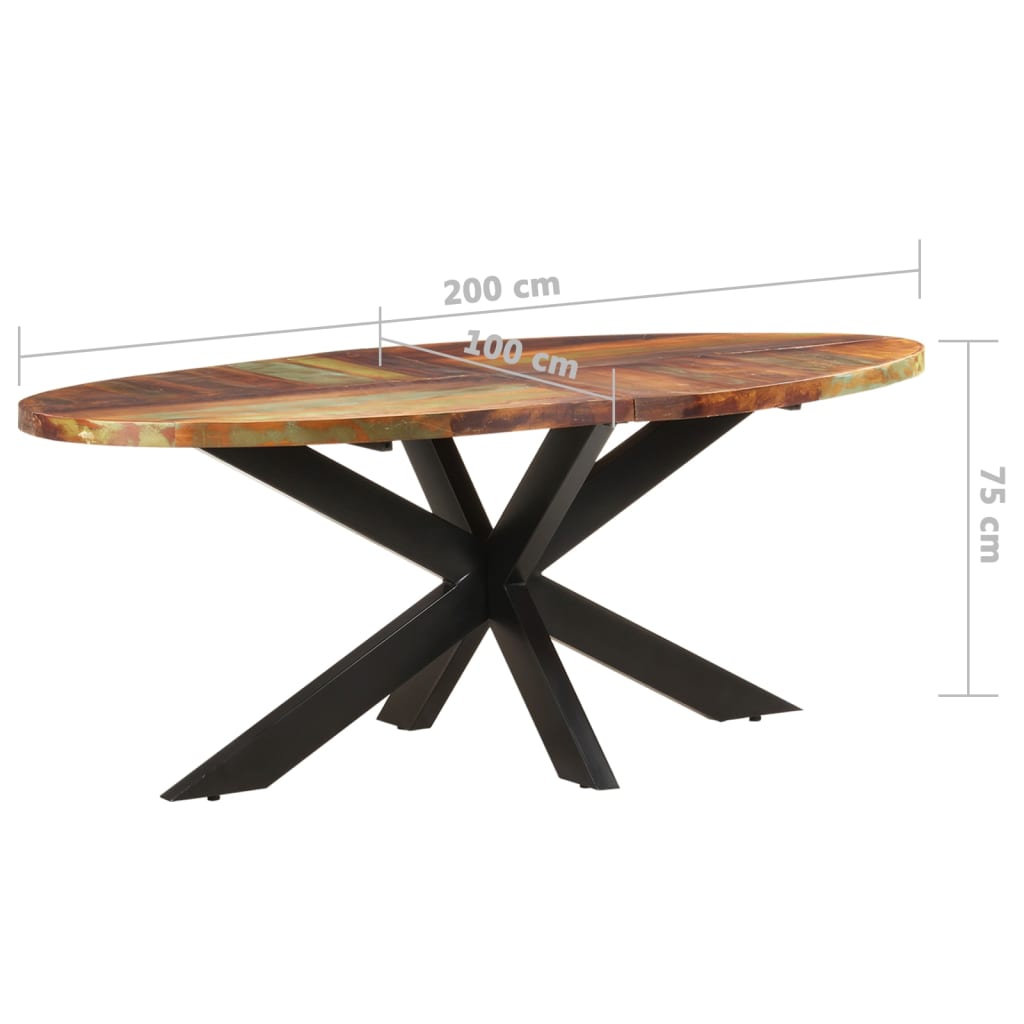 vidaXL Dining Table Oval 200x100x75 cm Solid Reclaimed Wood