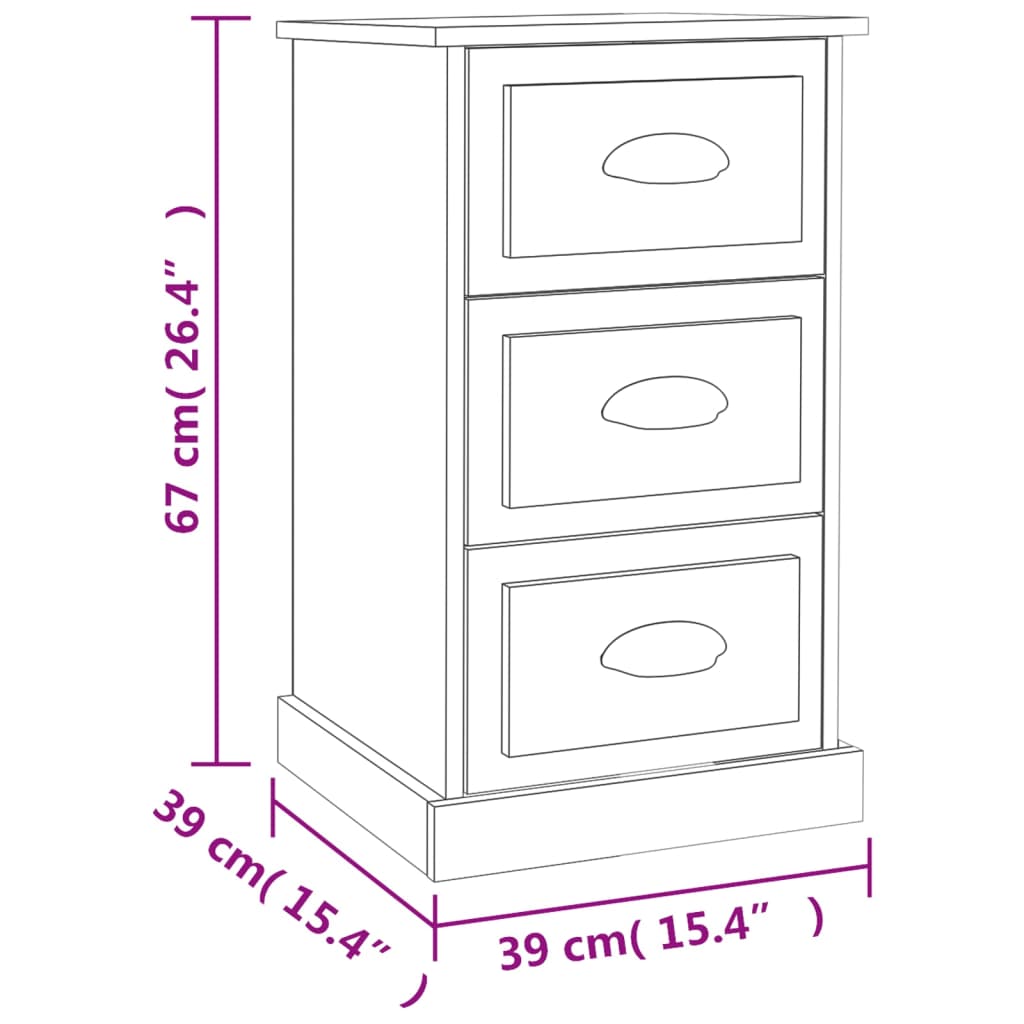 vidaXL Bedside Cabinet Smoked Oak 39x39x67 cm Engineered Wood