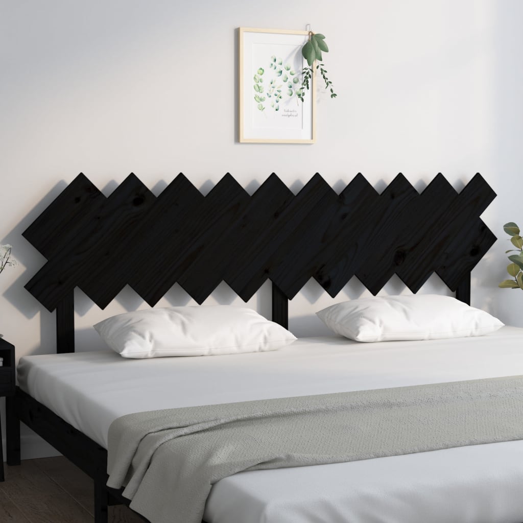 vidaXL Bed Headboard Black 196x3x80.5 cm Solid Wood Pine