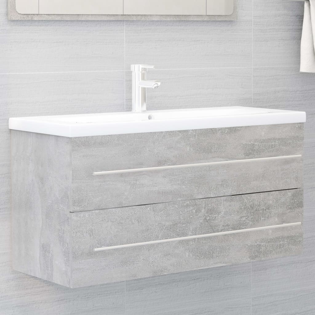 vidaXL Sink Cabinet Concrete Grey 100x38.5x48 cm Engineered Wood