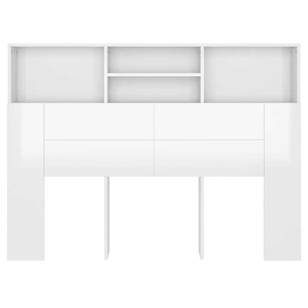 vidaXL Headboard Cabinet High Gloss White 140x19x103.5 cm