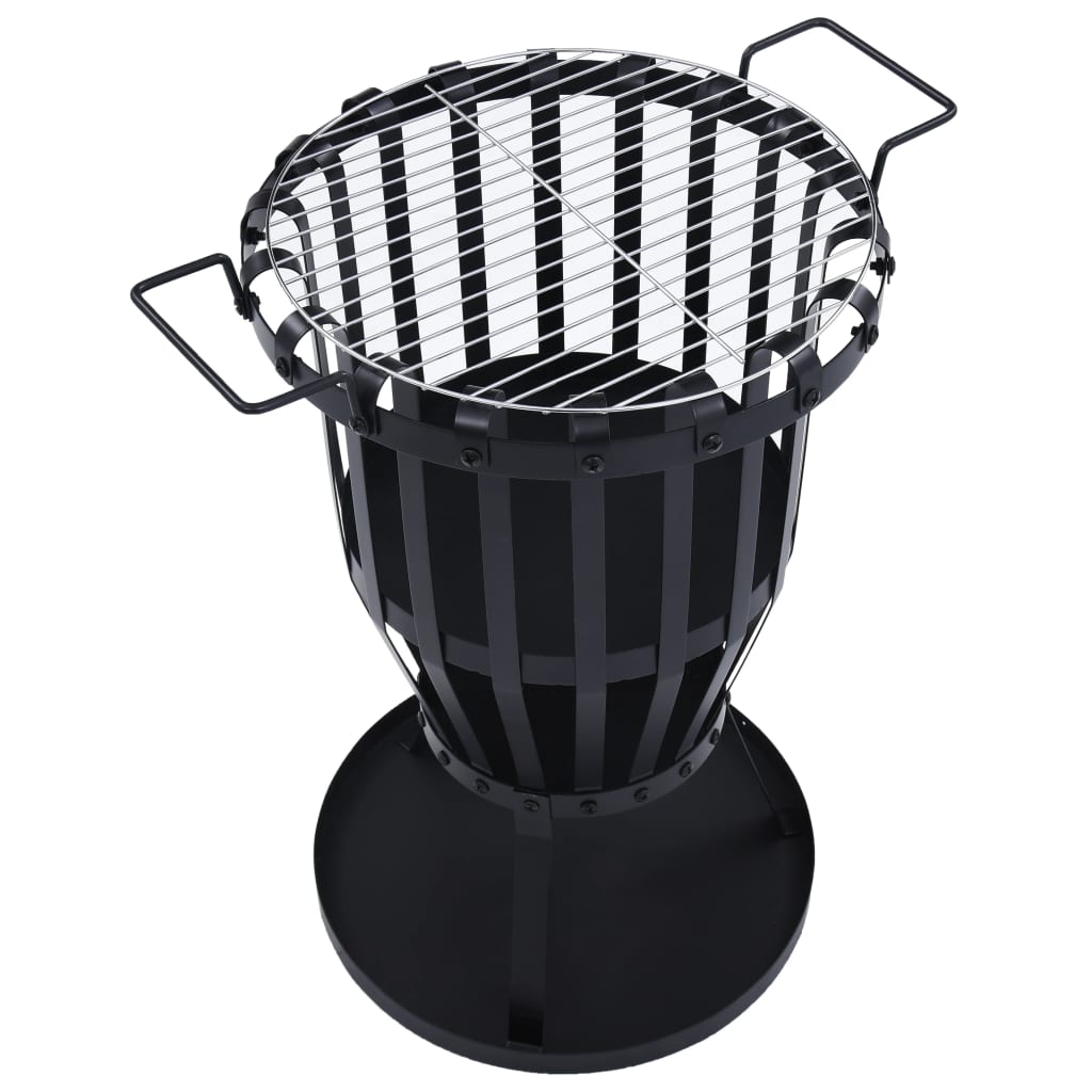 vidaXL Garden Fire Pit Basket with BBQ Grill Steel 47.5 cm