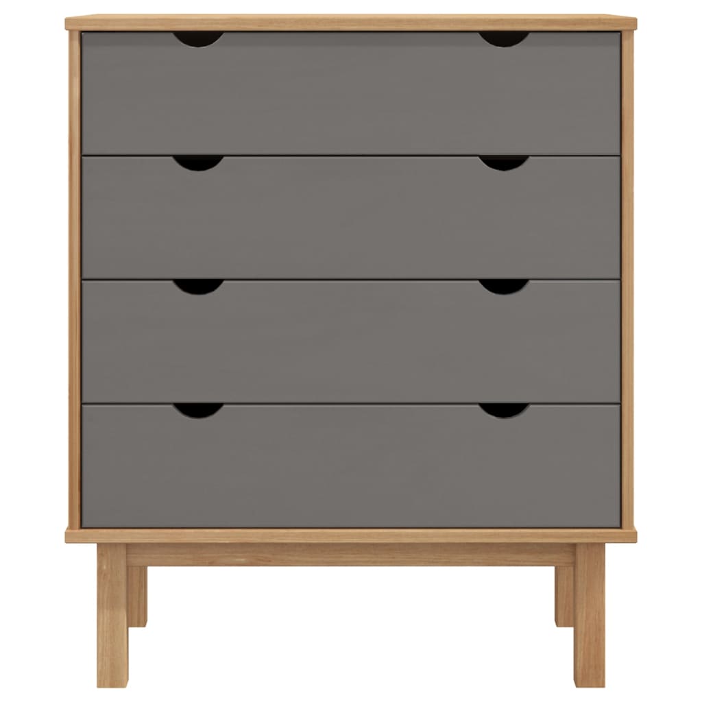 vidaXL Drawer Cabinet OTTA Brown&Grey 76.5x39.5x90cm Solid Wood Pine
