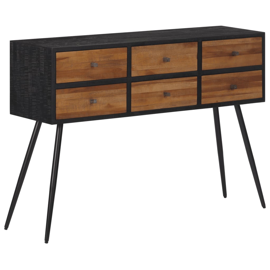 vidaXL Console Table with Drawers 116x30x76 cm Solid Reclaimed Teak