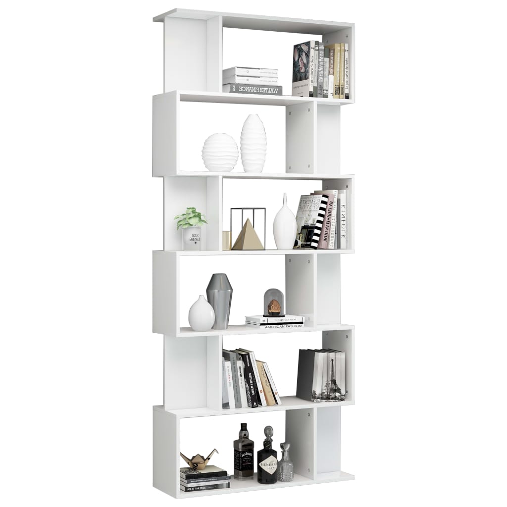 vidaXL Book Cabinet/Room Divider High Gloss White 80x24x192 cm Engineered Wood