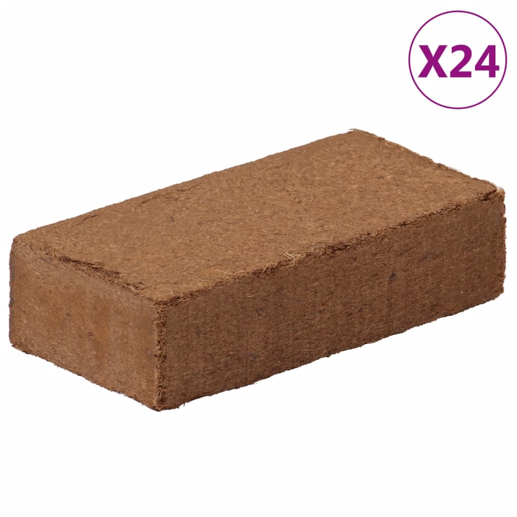 vidaXL Coconut Coir Blocks 24 pcs 650 g Each 15.6 kg Total