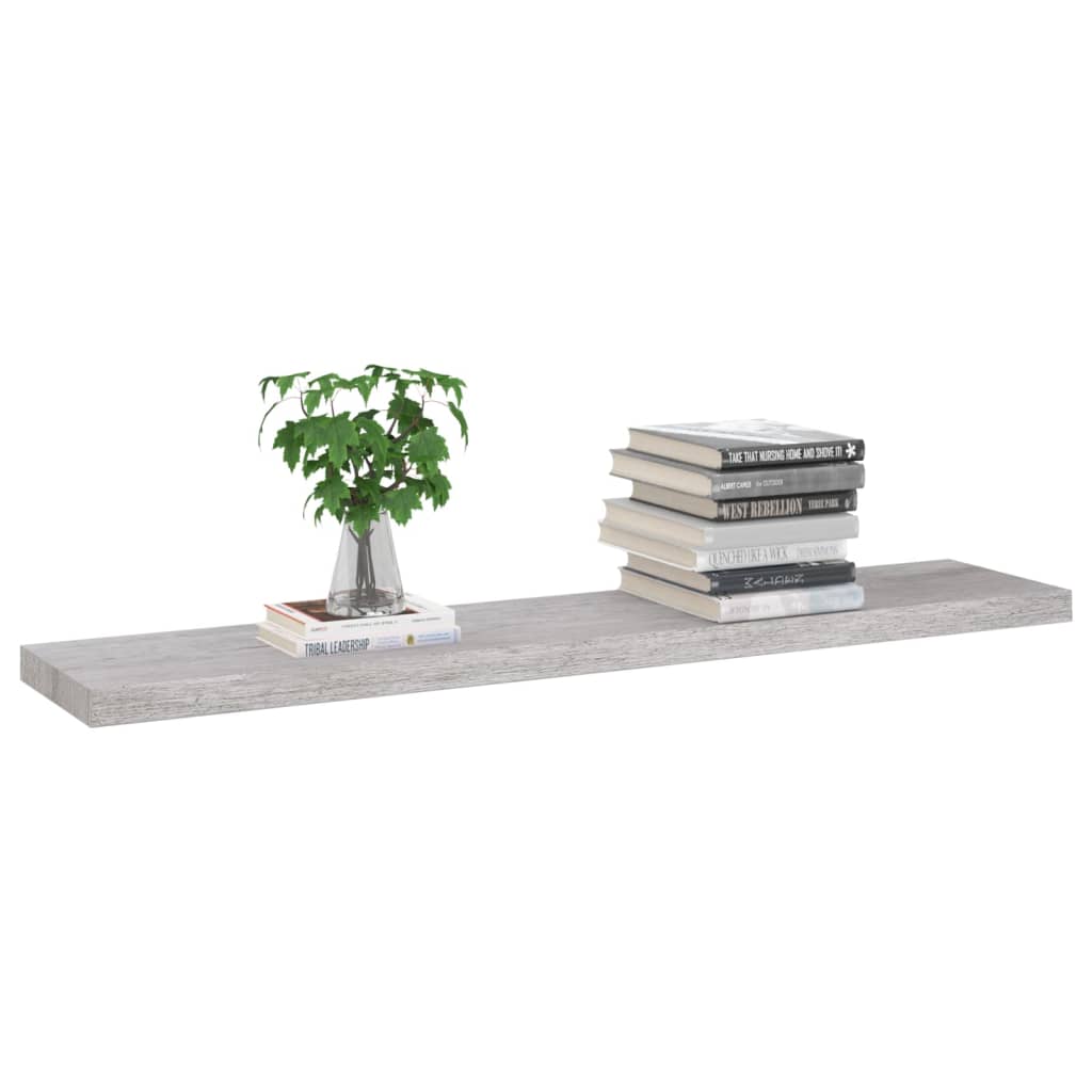 vidaXL Floating Wall Shelf Concrete Grey 120x23.5x3.8 cm MDF