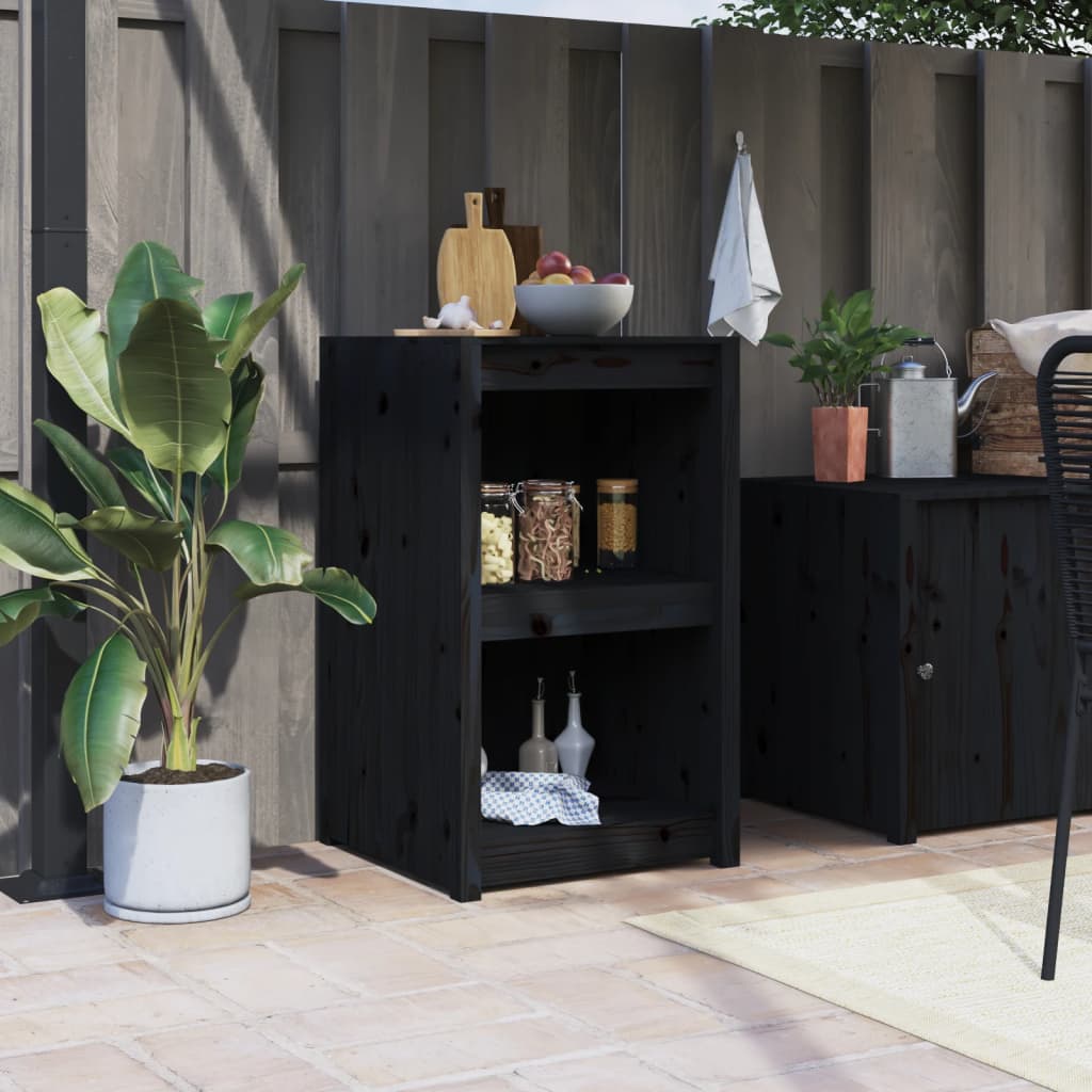 vidaXL Outdoor Kitchen Cabinet Black 55x55x92 cm Solid Wood Pine