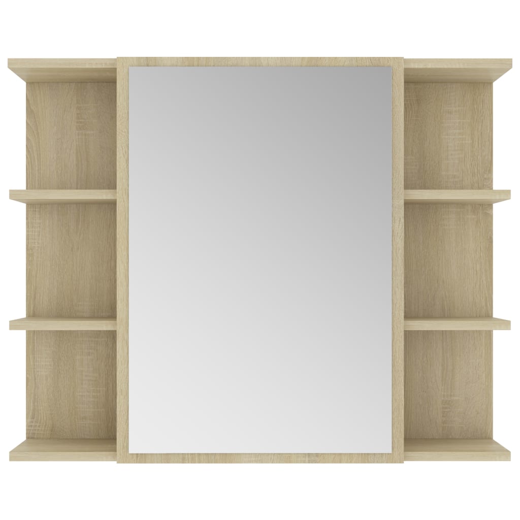 vidaXL Bathroom Mirror Cabinet Sonoma Oak 80x20.5x64 cm Chipboard