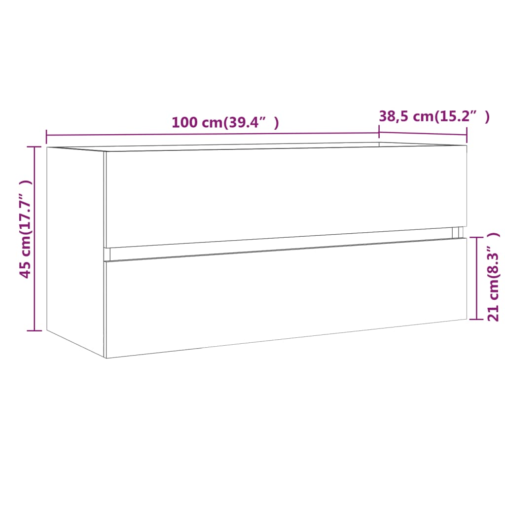 vidaXL Sink Cabinet Grey Sonoma 100x38.5x45 cm Engineered Wood