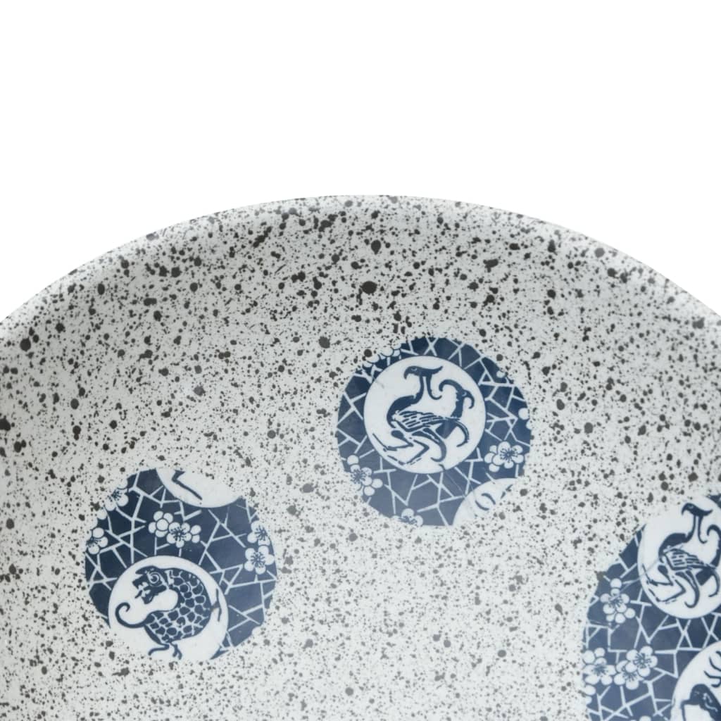 vidaXL Countertop Basin Grey and Blue Oval 47x33x13 cm Ceramic