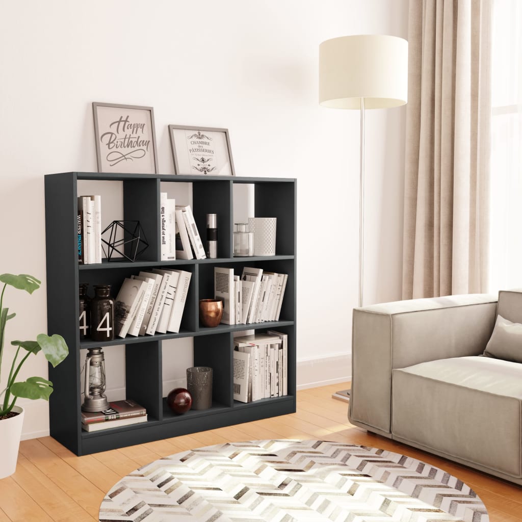 vidaXL Book Cabinet Grey 97.5x29.5x100 cm Engineered Wood
