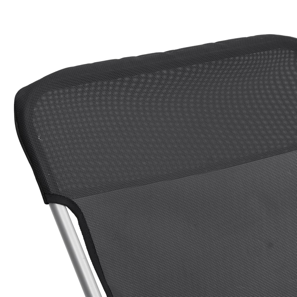 vidaXL Folding Beach Chairs 2 pcs Black Textilene&Powder-coated Steel