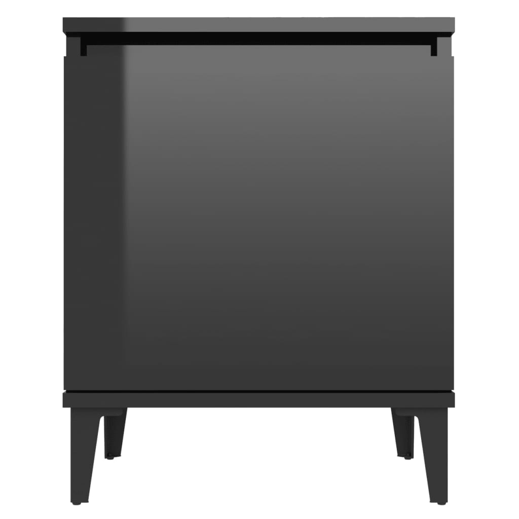 vidaXL Bed Cabinets with Metal Legs High Gloss Black 40x30x50 cm