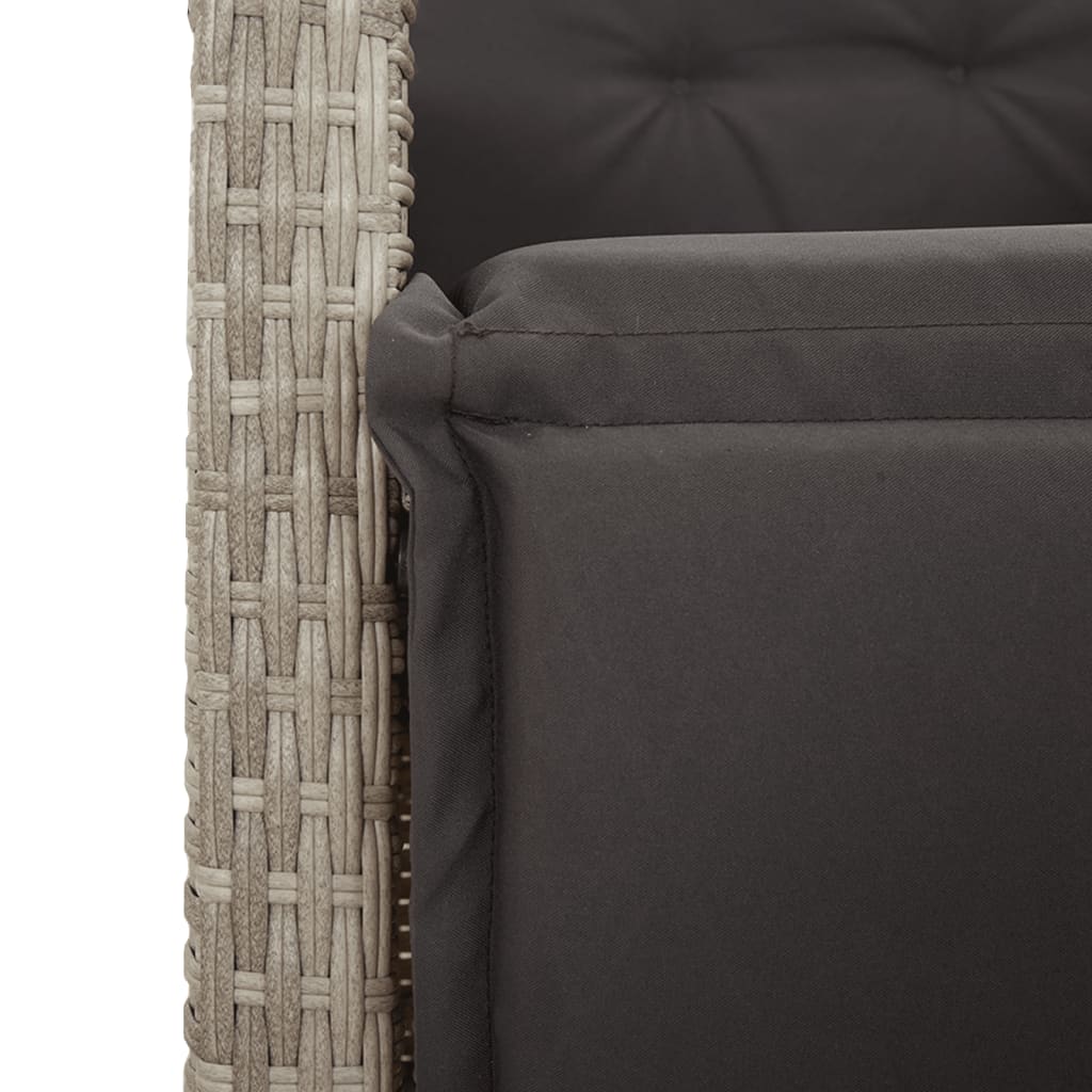 vidaXL 3 Piece Bistro Set with Cushions Light Grey Poly Rattan