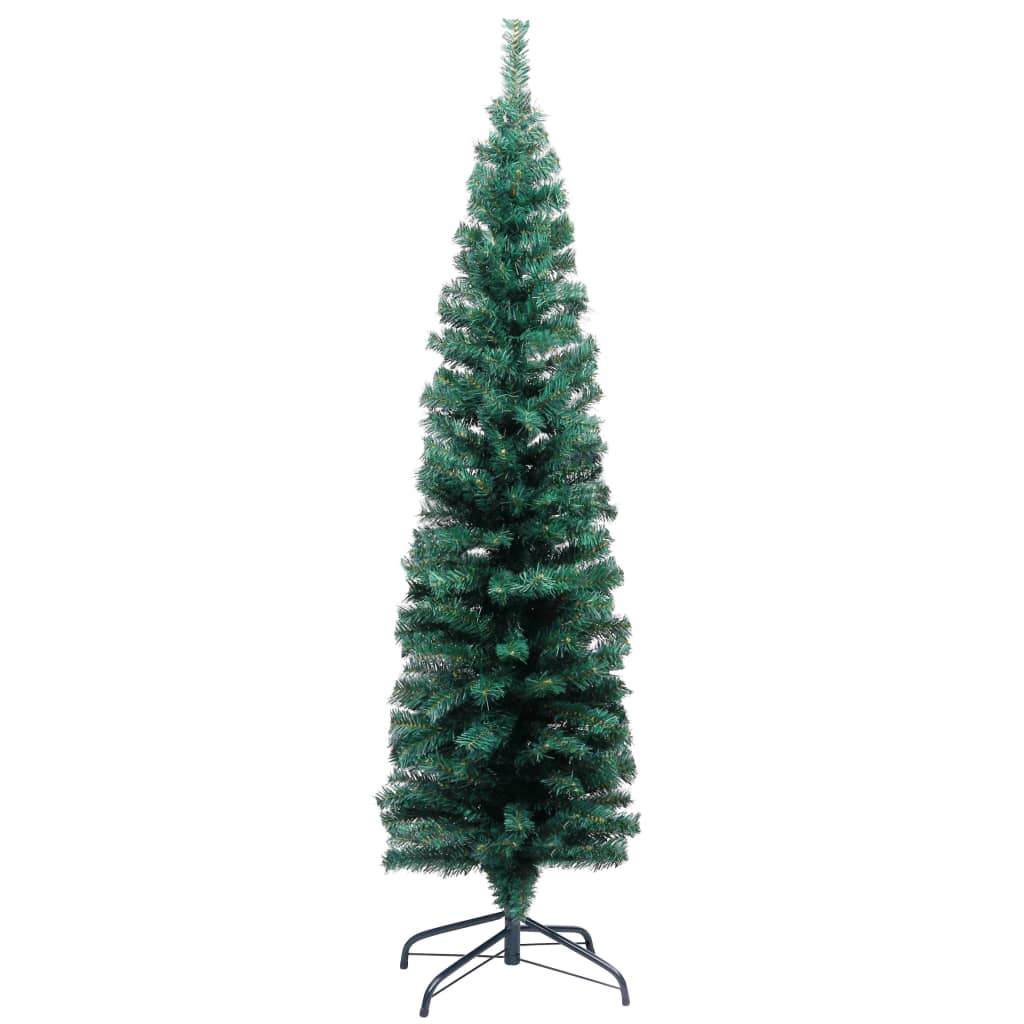 vidaXL Slim Artificial Pre-lit Christmas Tree with Ball Set Green 120cm