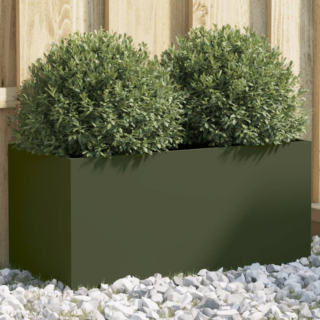 vidaXL Planter Olive Green 62x30x29 cm Cold-rolled Steel