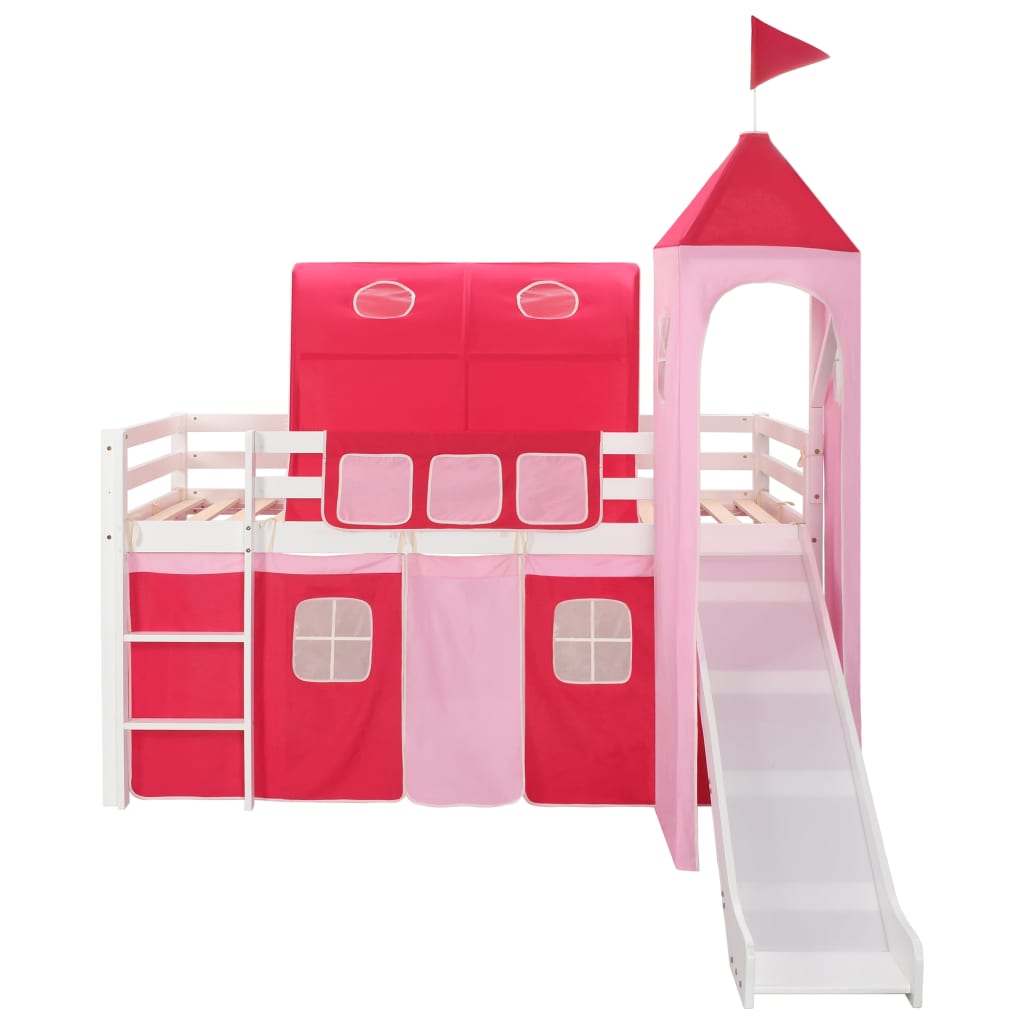 vidaXL Children's Loft Bed Frame with Slide Ladder Pinewood 208x230 cm