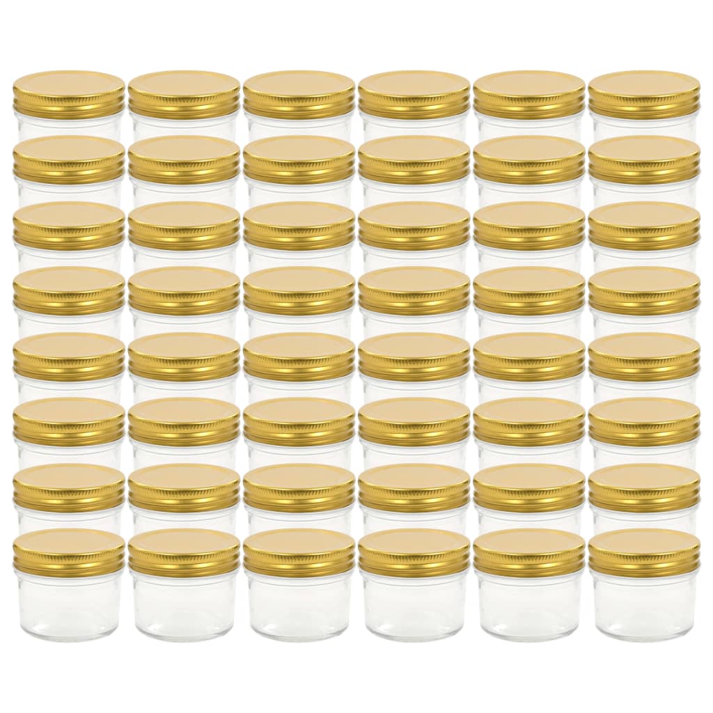 vidaXL Glass Jam Jars with Gold Lid 48 pcs 110 ml