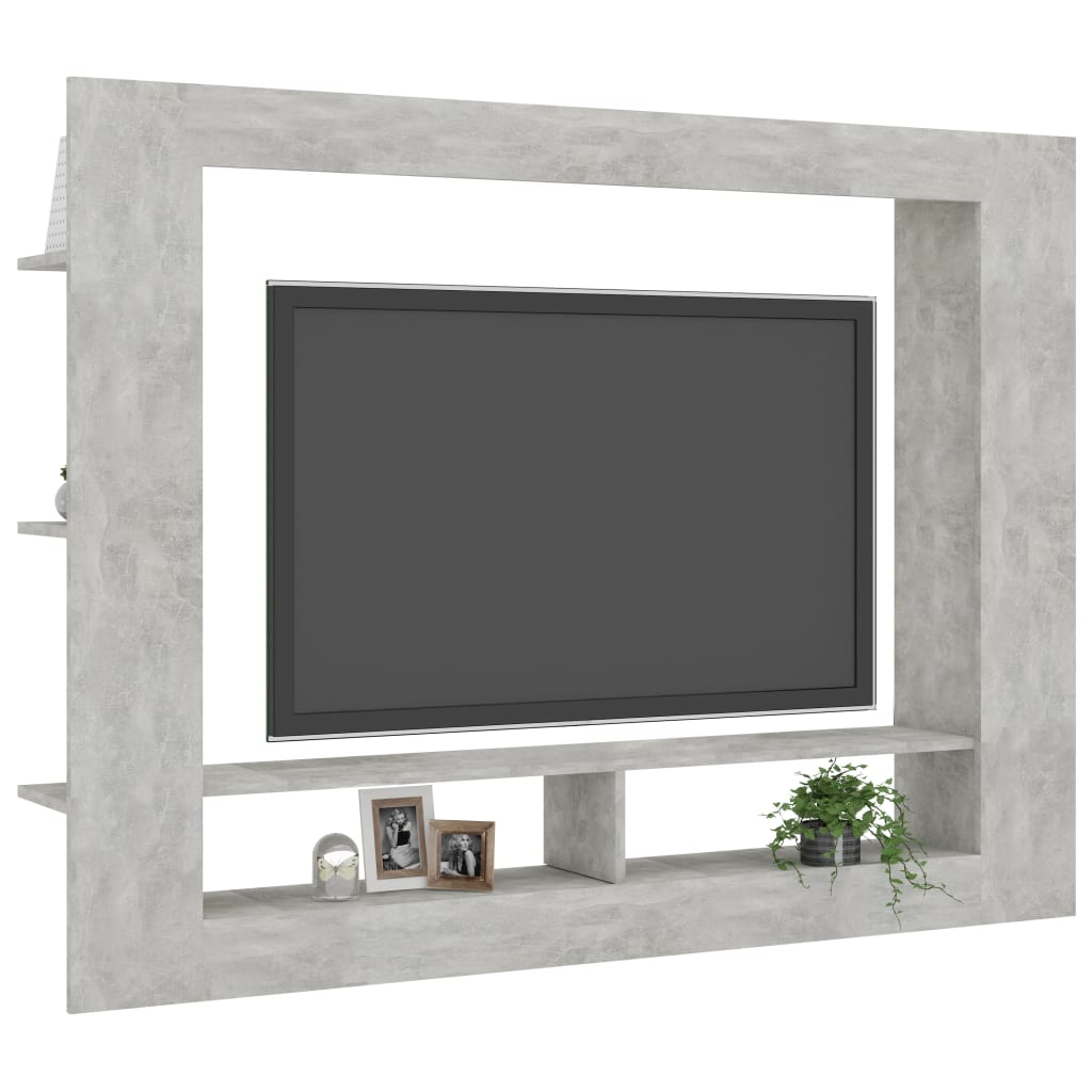 vidaXL TV Cabinet Concrete Grey 152x22x113 cm Engineered Wood
