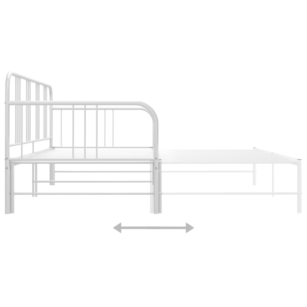 vidaXL Pullout Sofa Bed Frame White Metal 90x200 cm vidaXL.co.uk