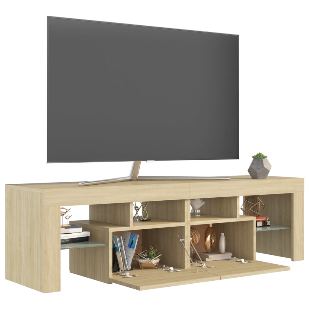 vidaXL TV Cabinet with LED Lights Sonoma Oak 140x36.5x40 cm