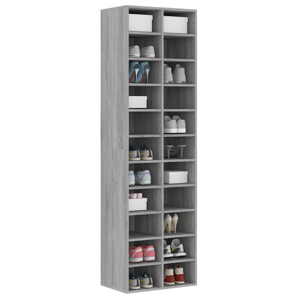 vidaXL Shoe Cabinet Grey Sonoma 54x34x183 cm Engineered Wood