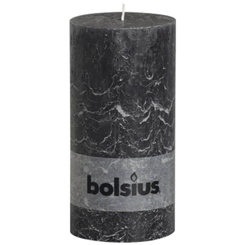 Bolsius Rustic Pillar Candle 200x100 mm Anthracite 4 pcs