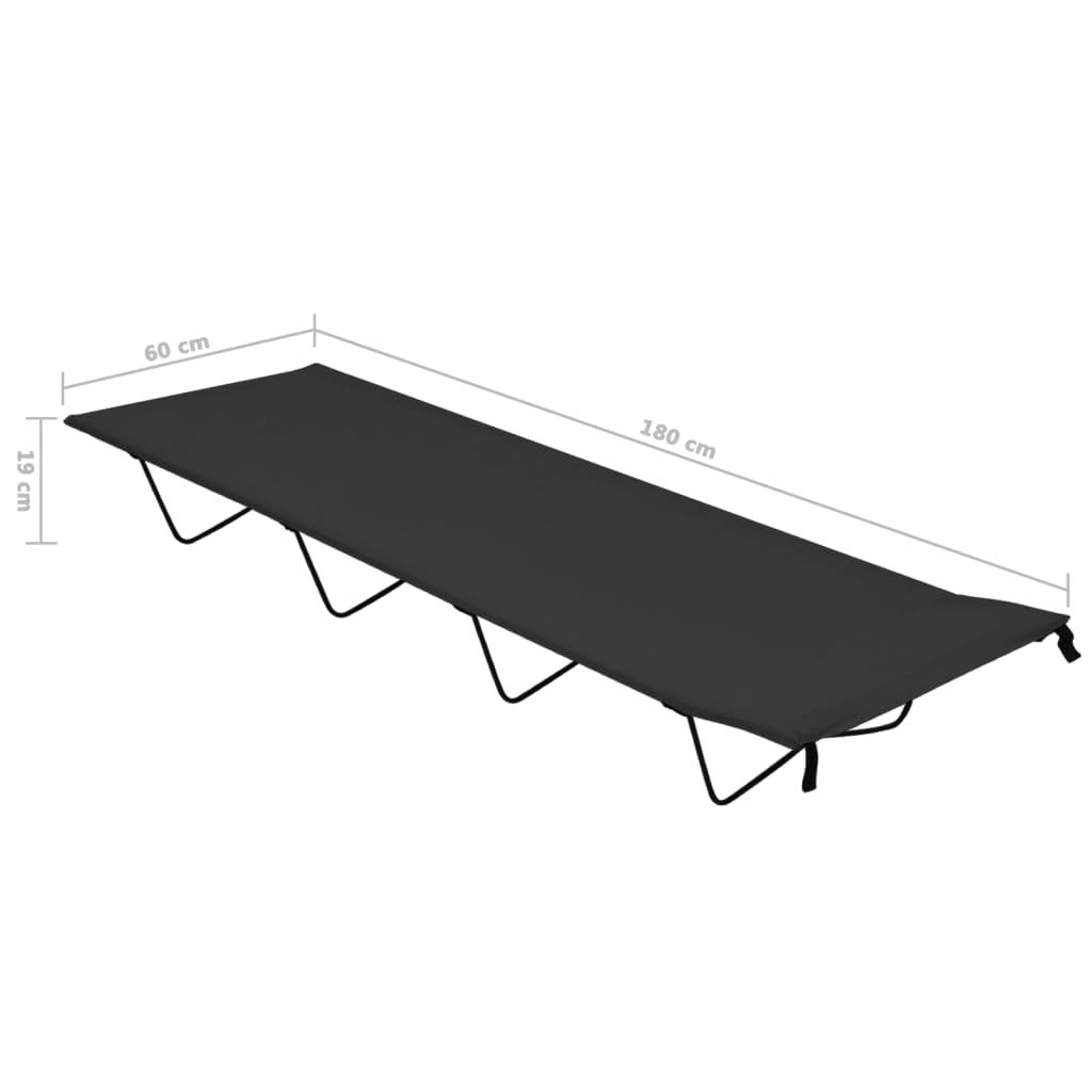 vidaXL Camping Bed 180x60x19 cm Oxford Fabric and Steel Black