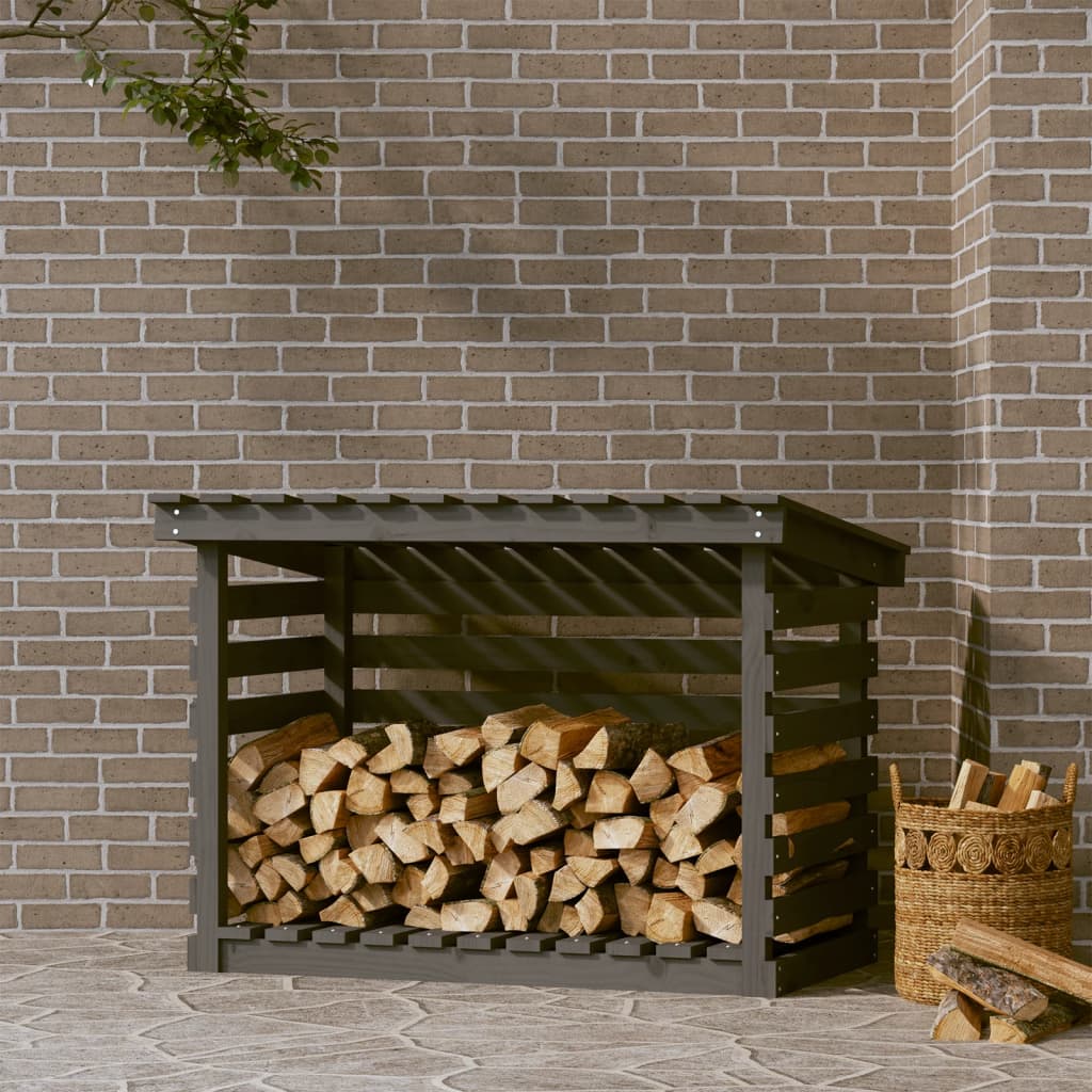 vidaXL Firewood Rack Grey 108x73x79 cm Solid Wood Pine