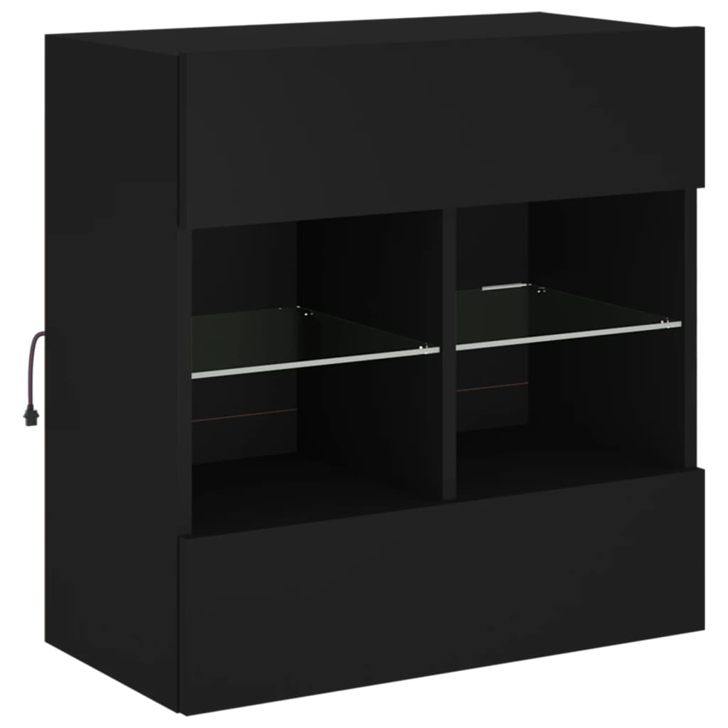 vidaXL TV Wall Cabinet with LED Lights Black 58.5x30x60.5 cm