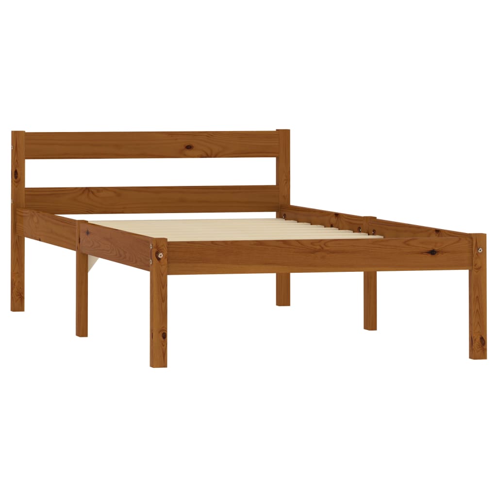 vidaXL Bed Frame Honey Brown Solid Pine Wood 100x200 cm