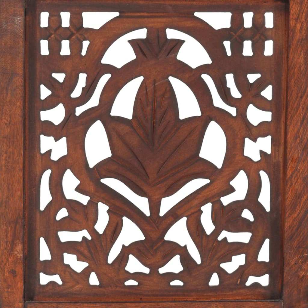 vidaXL Hand Carved 5-Panel Room Divider Brown 200x165 cm Solid Mango Wood