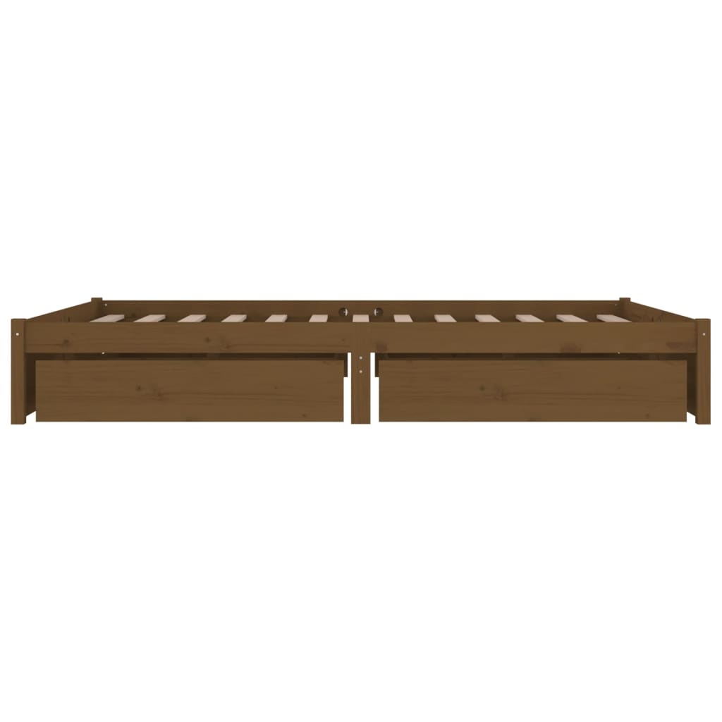 vidaXL Bed Frame with Drawers Honey Brown 135x190 cm Double