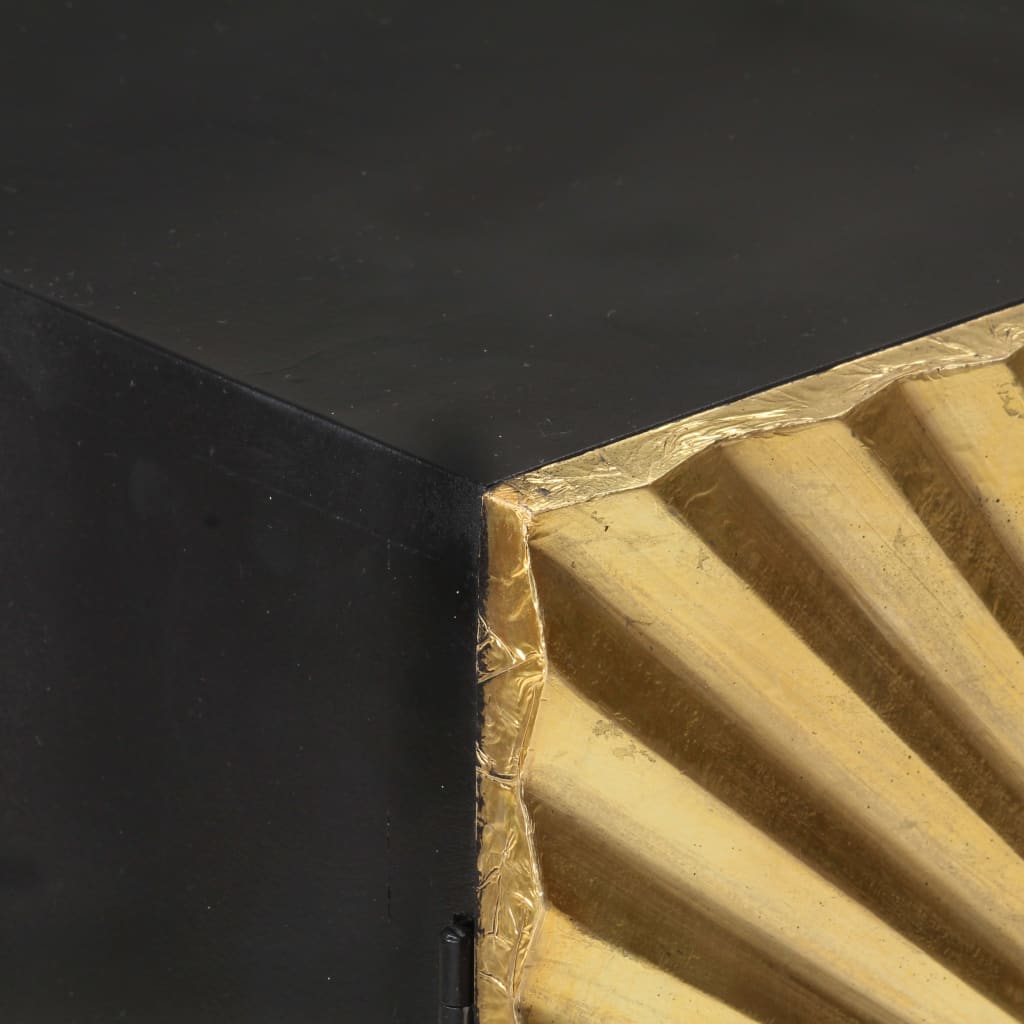 vidaXL Sideboard with Brass Front 60x30x74 cm Solid Mango Wood